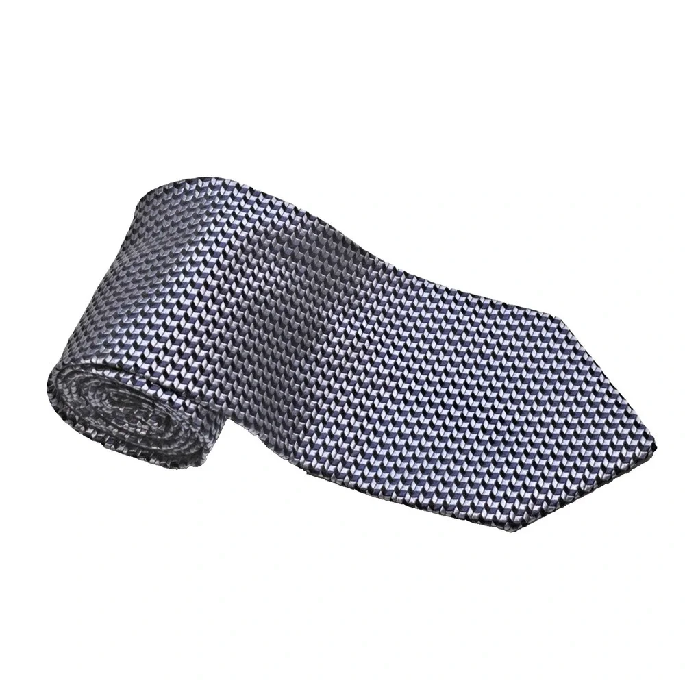 Ermenegildo Zegna Silk Tie Blue Chevron Pattern Made in Italy 58.4" x 3.6" - Picture 2 of 6